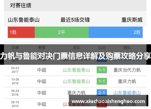 力帆与鲁能对决门票信息详解及购票攻略分享